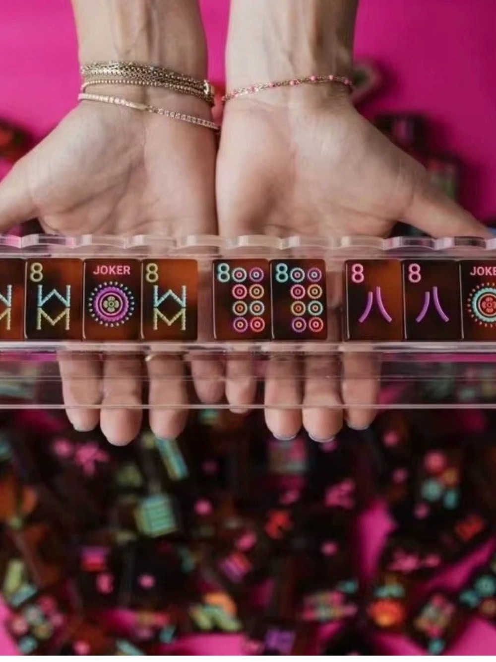 NIB! American mahjong 160 Tiles Engraved tortoise shell series